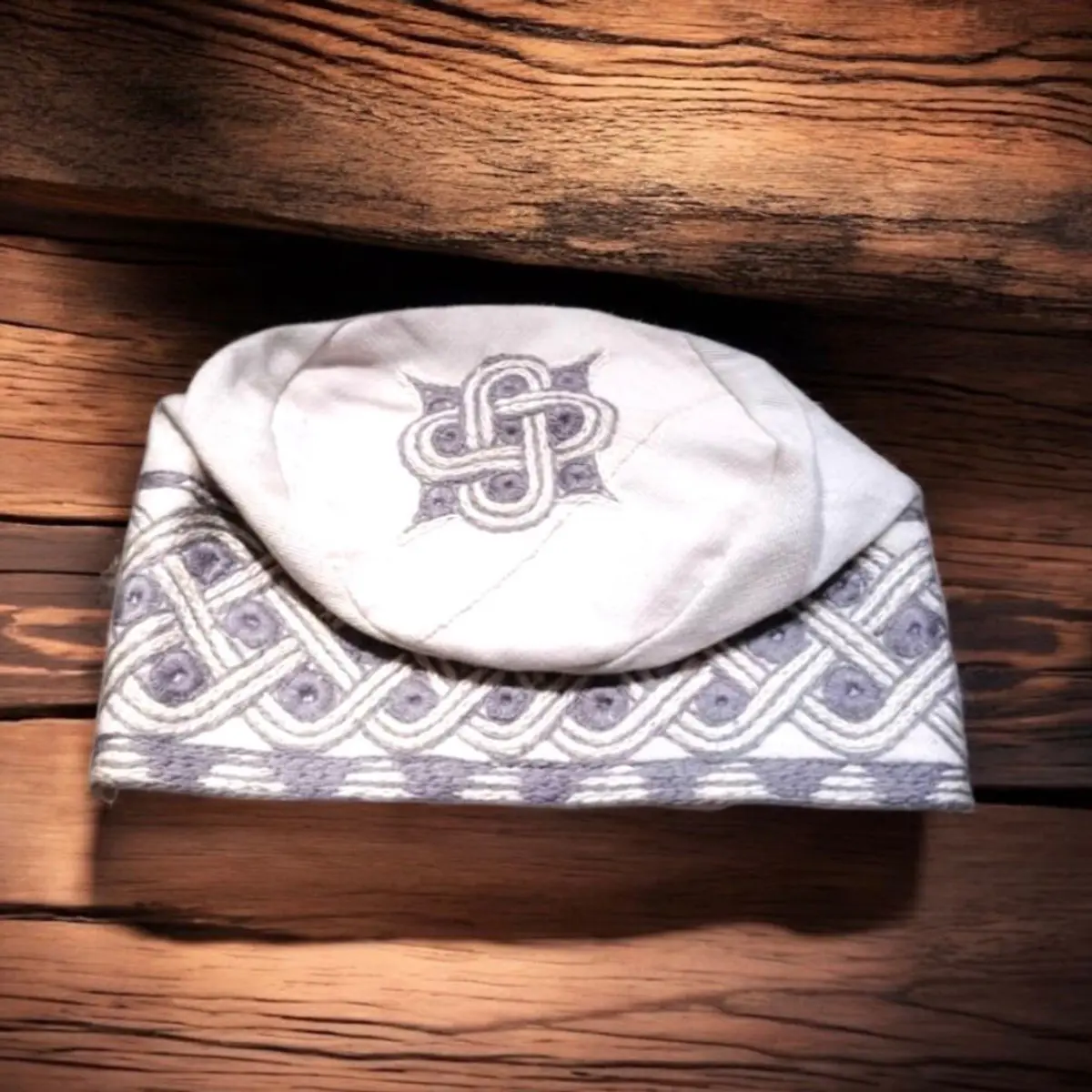 White Ijebu Aso Oke Cap for Men