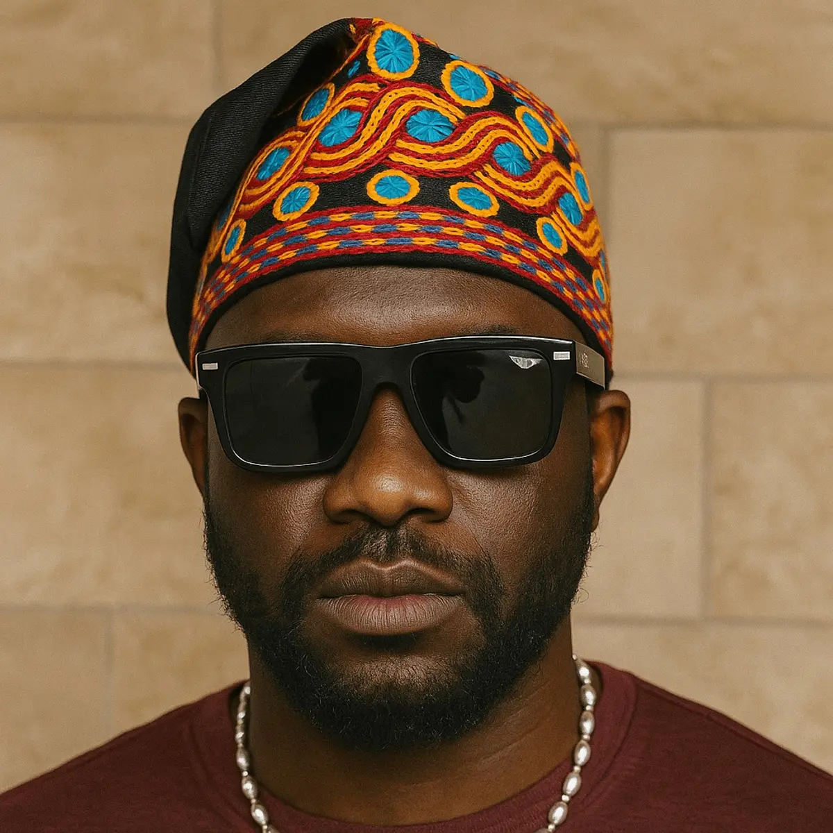 African Male Wearing the Ijebu Aso Oke Cap for Men