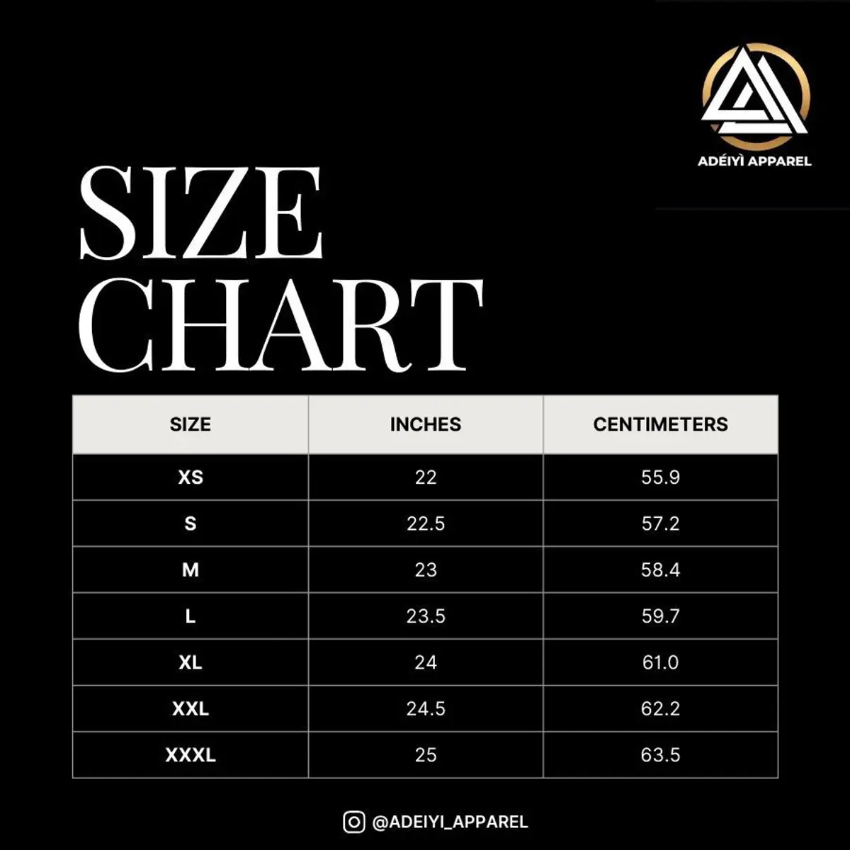 Size Chat for the Ijebu Cap for Men