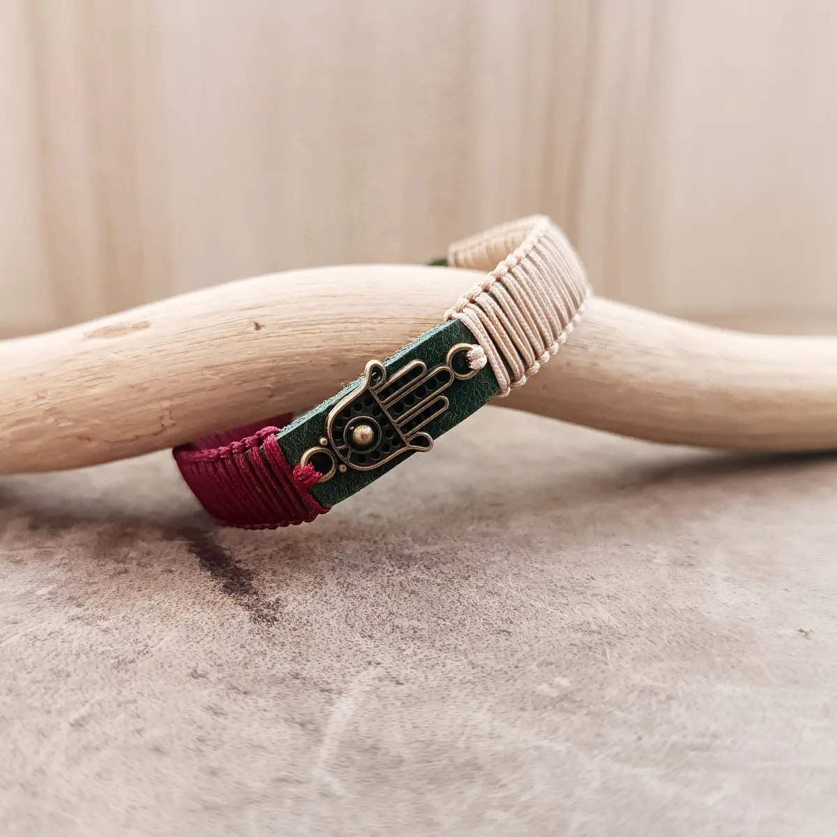 Hamsa Hand Woven Leather Bracelet