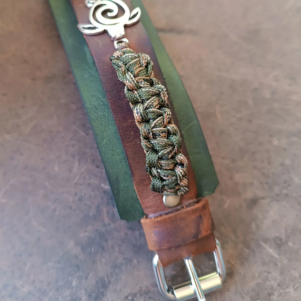 Spiral Turtle Leather Paracord Buckle Cuff
