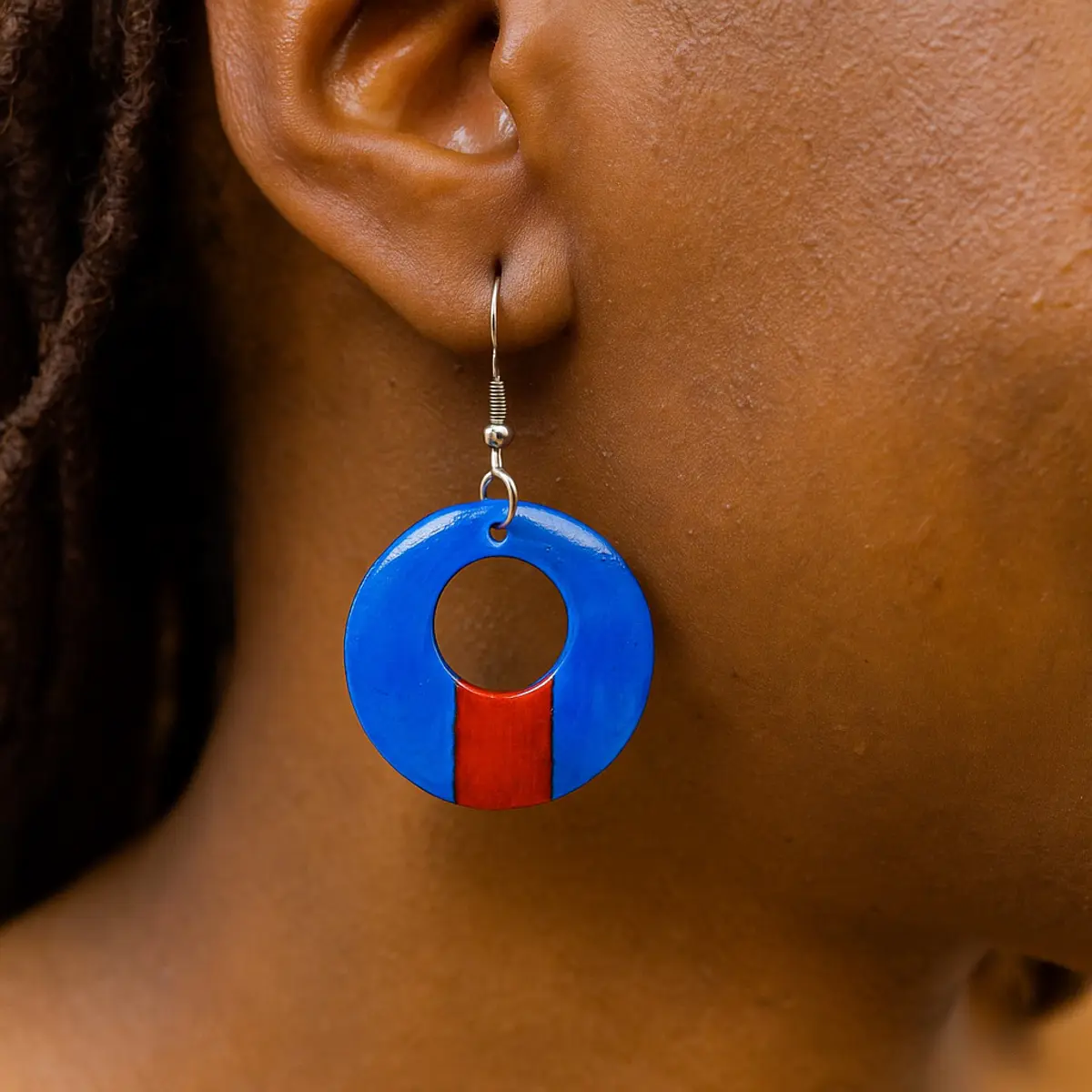 Side view of Wooden Earrings