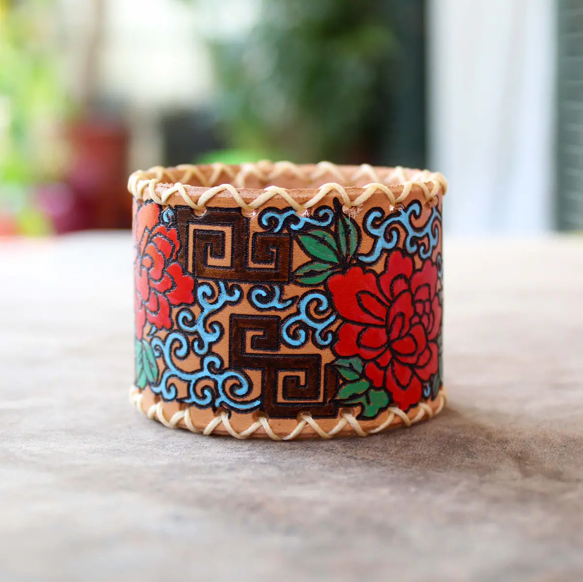 Extra Wide Abstract Floral Cuff