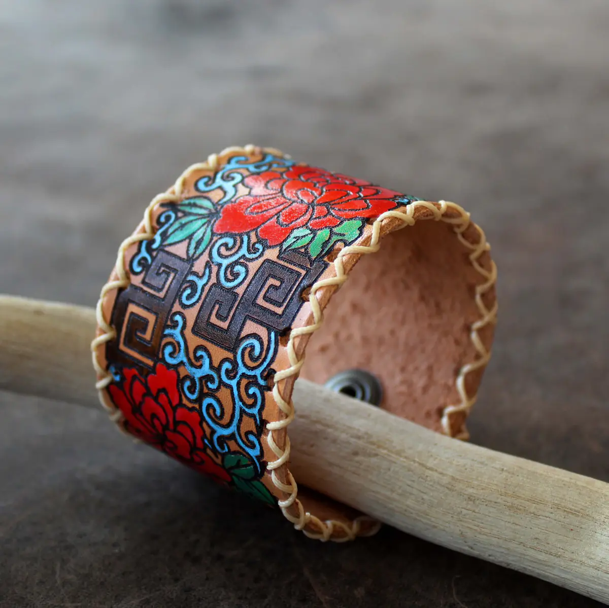 Extra Wide Abstract Floral Cuff side view