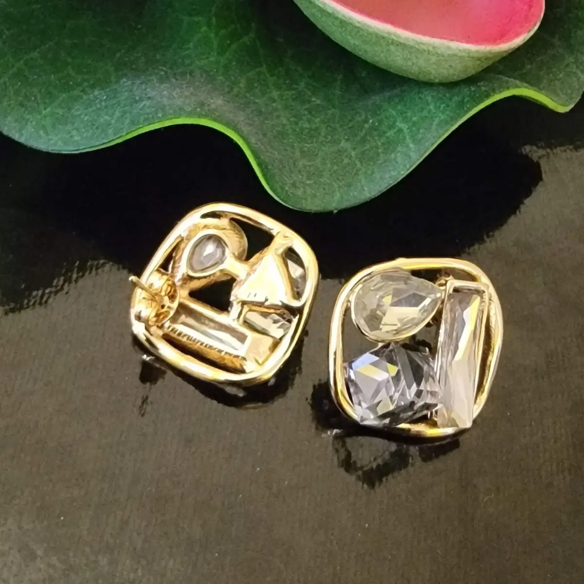 Grey Gold Plated Earrings