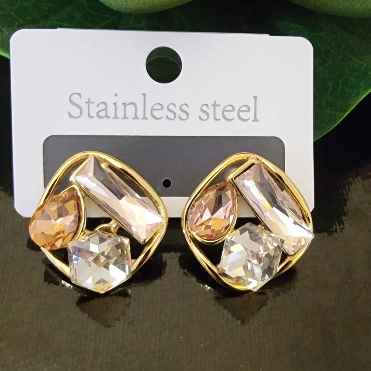 Pink Gold Plated Earrings