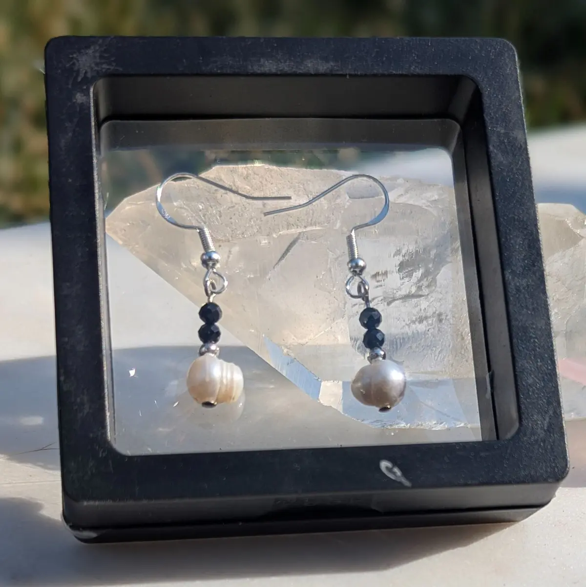 close up of earrings