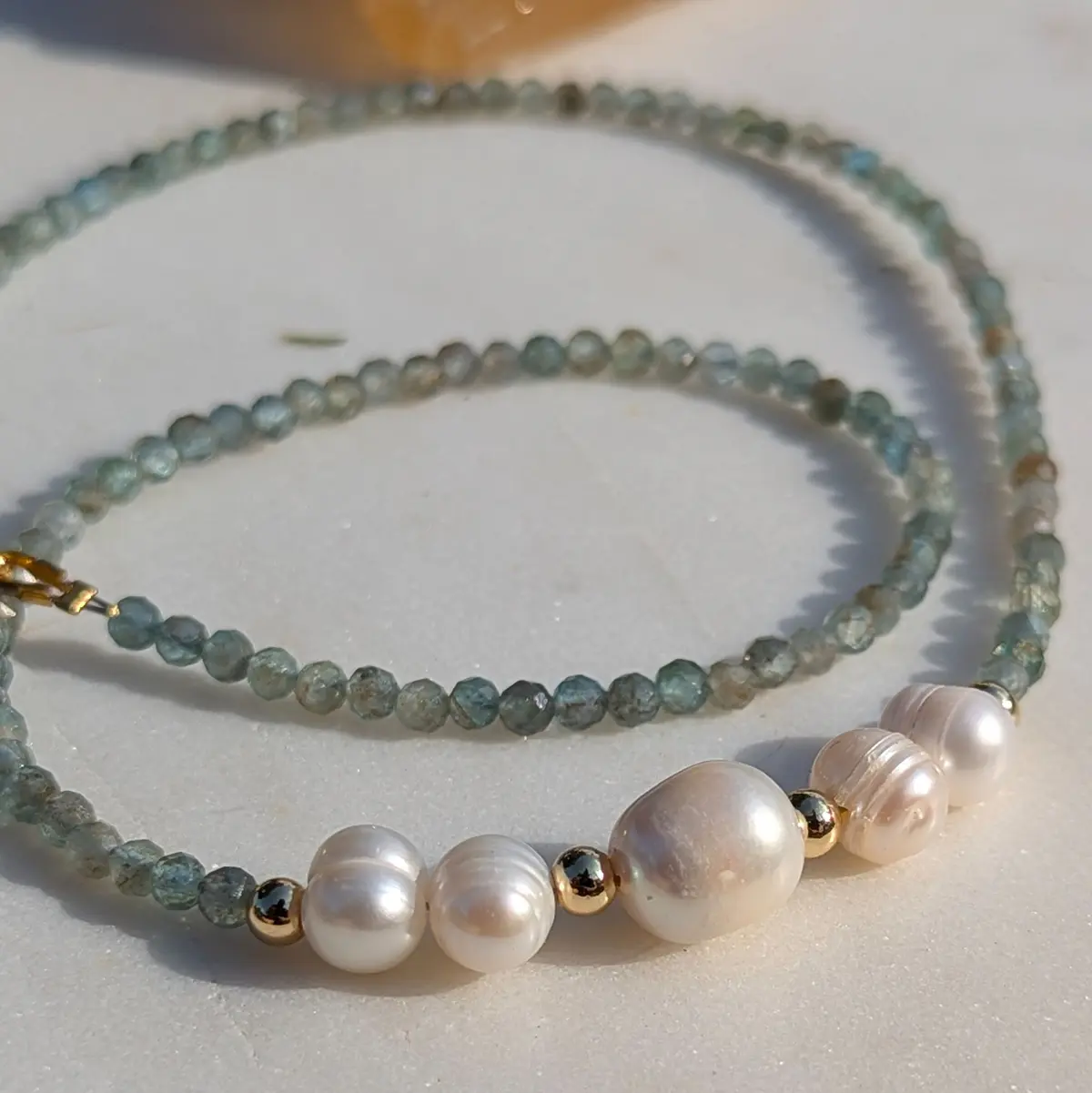 Fresh Water Pearls with Apatite necklace 