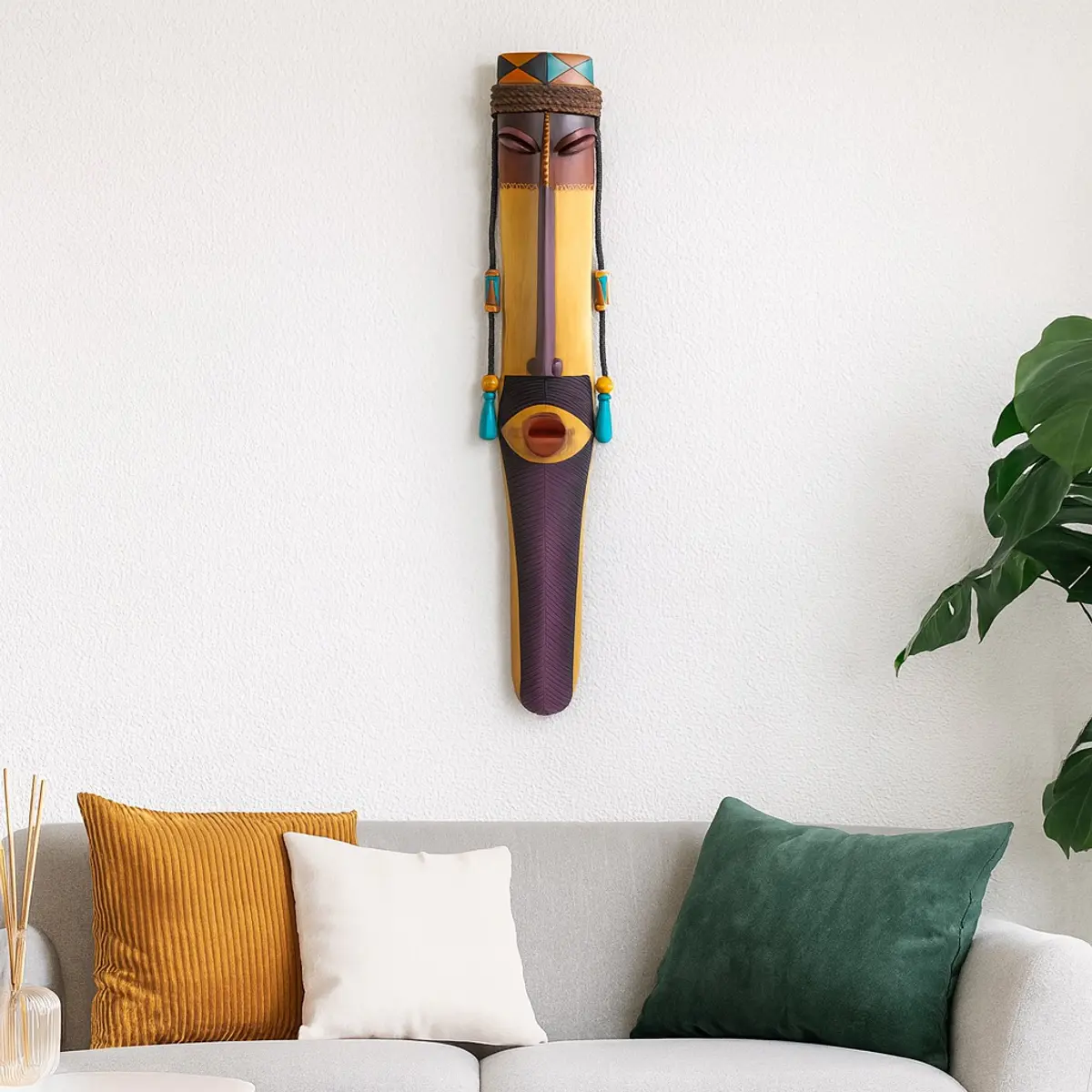 Handcrafted bamboo art on the wall 