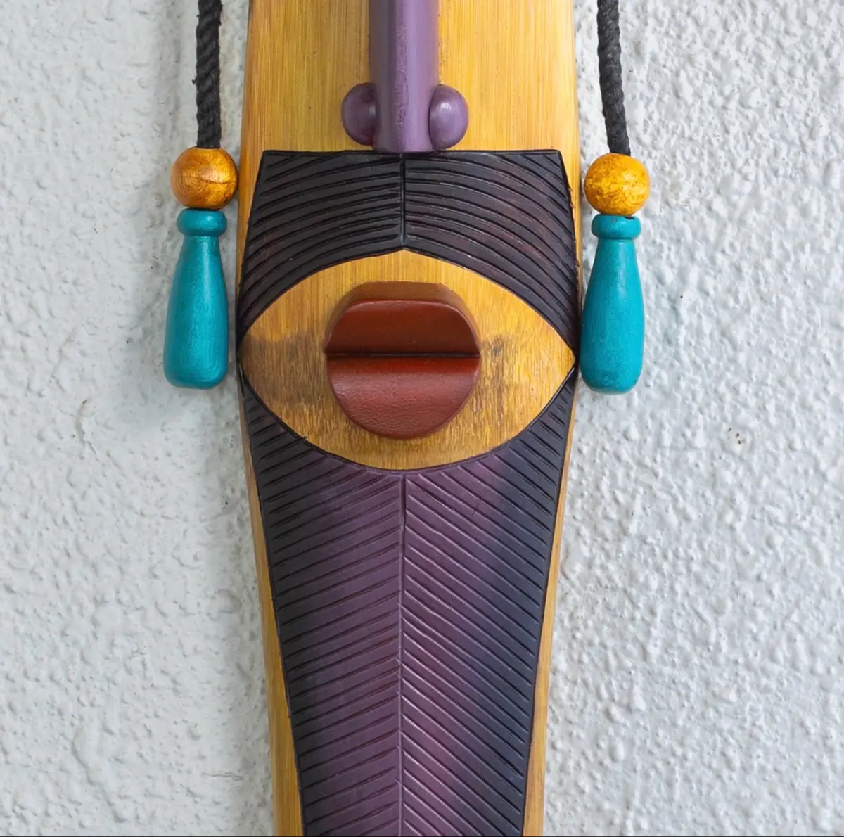 close up of this handcrafted bamboo art