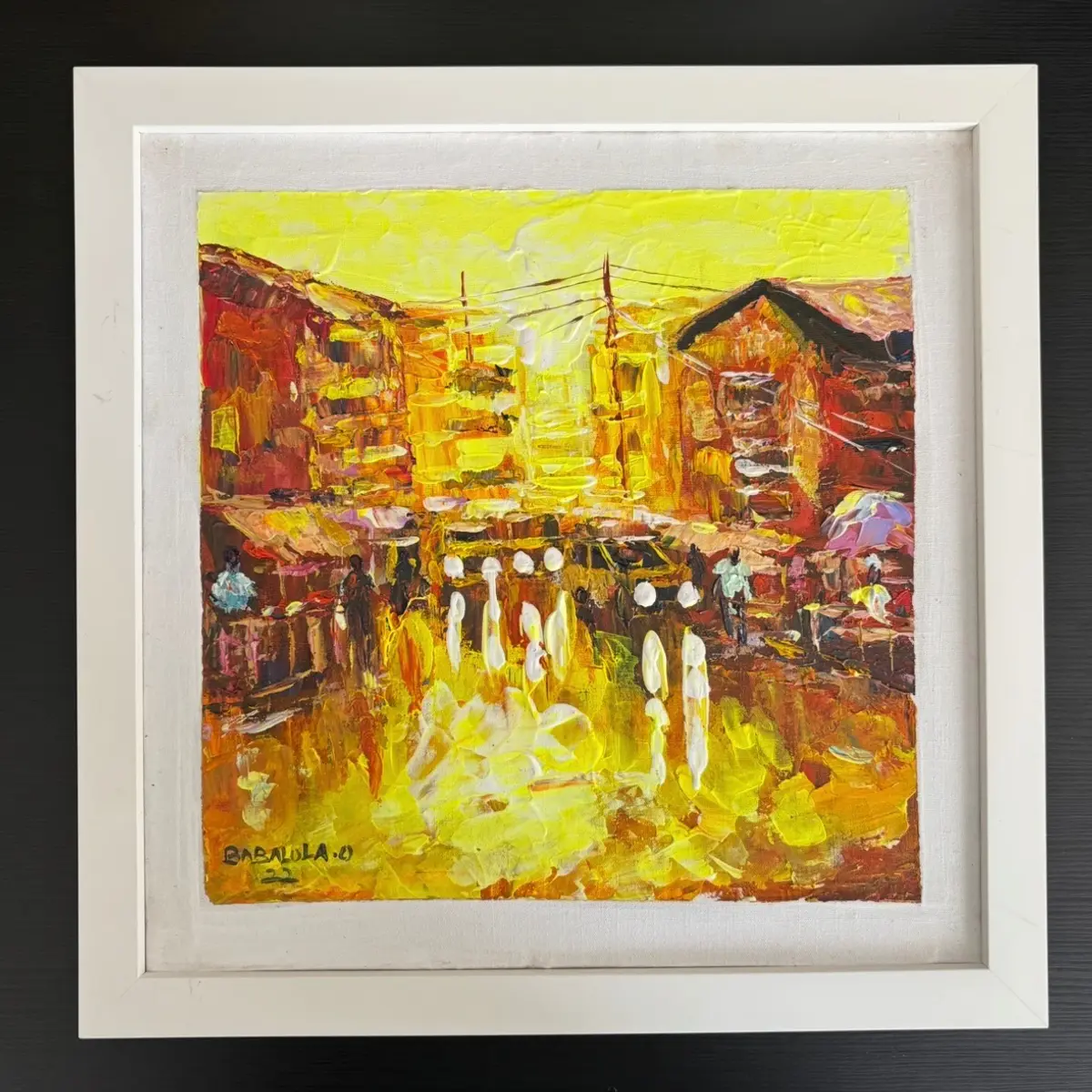 a Framed acrylic canvas painting 