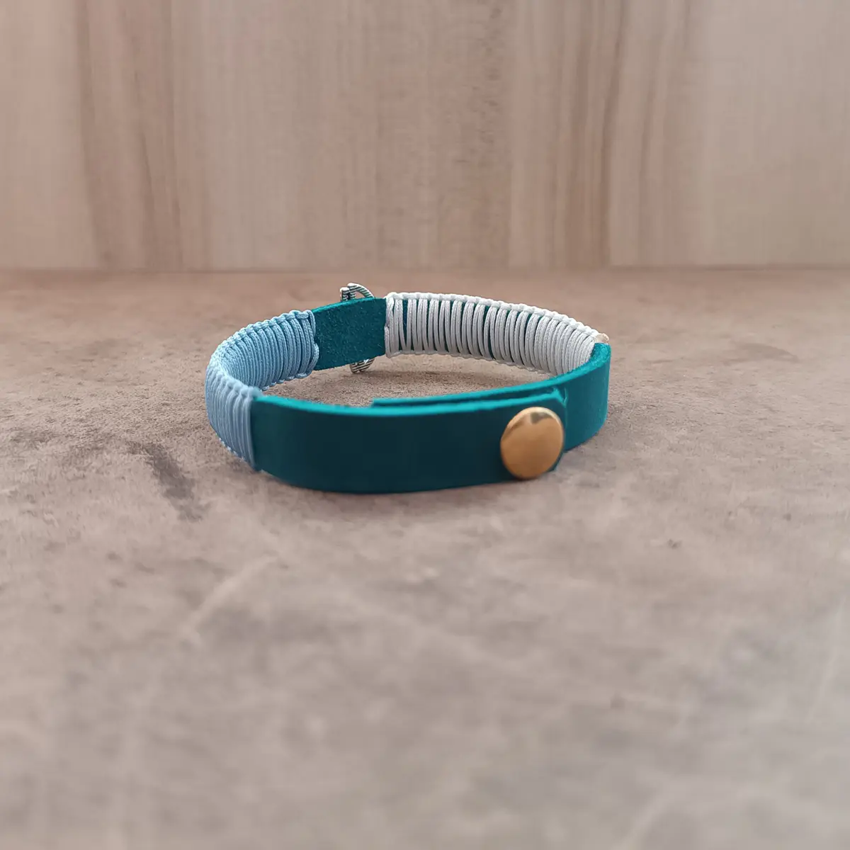 Silver Lotus Macrame Leather Bracelet Back