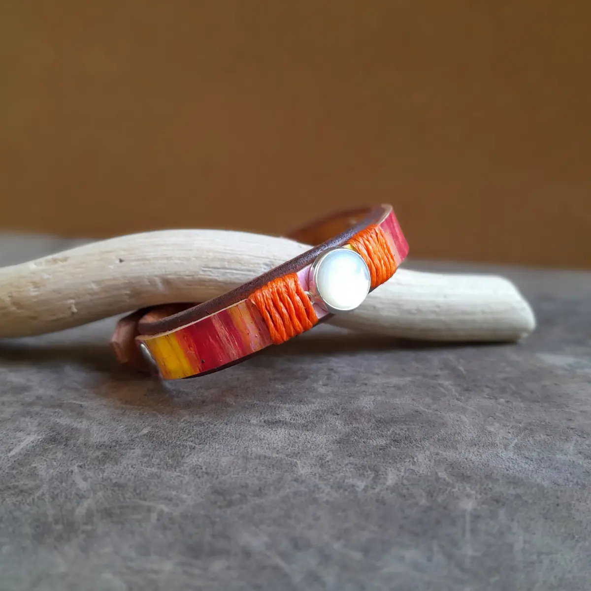 Natural Moonstone 90's Leather Bracelet