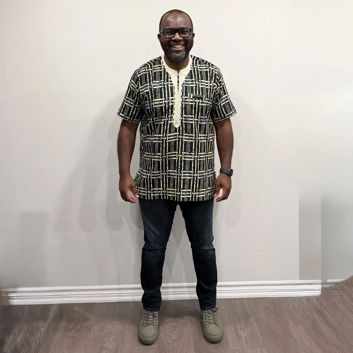 Cultural fashion Ankara shirt designed with pocket and button-down front