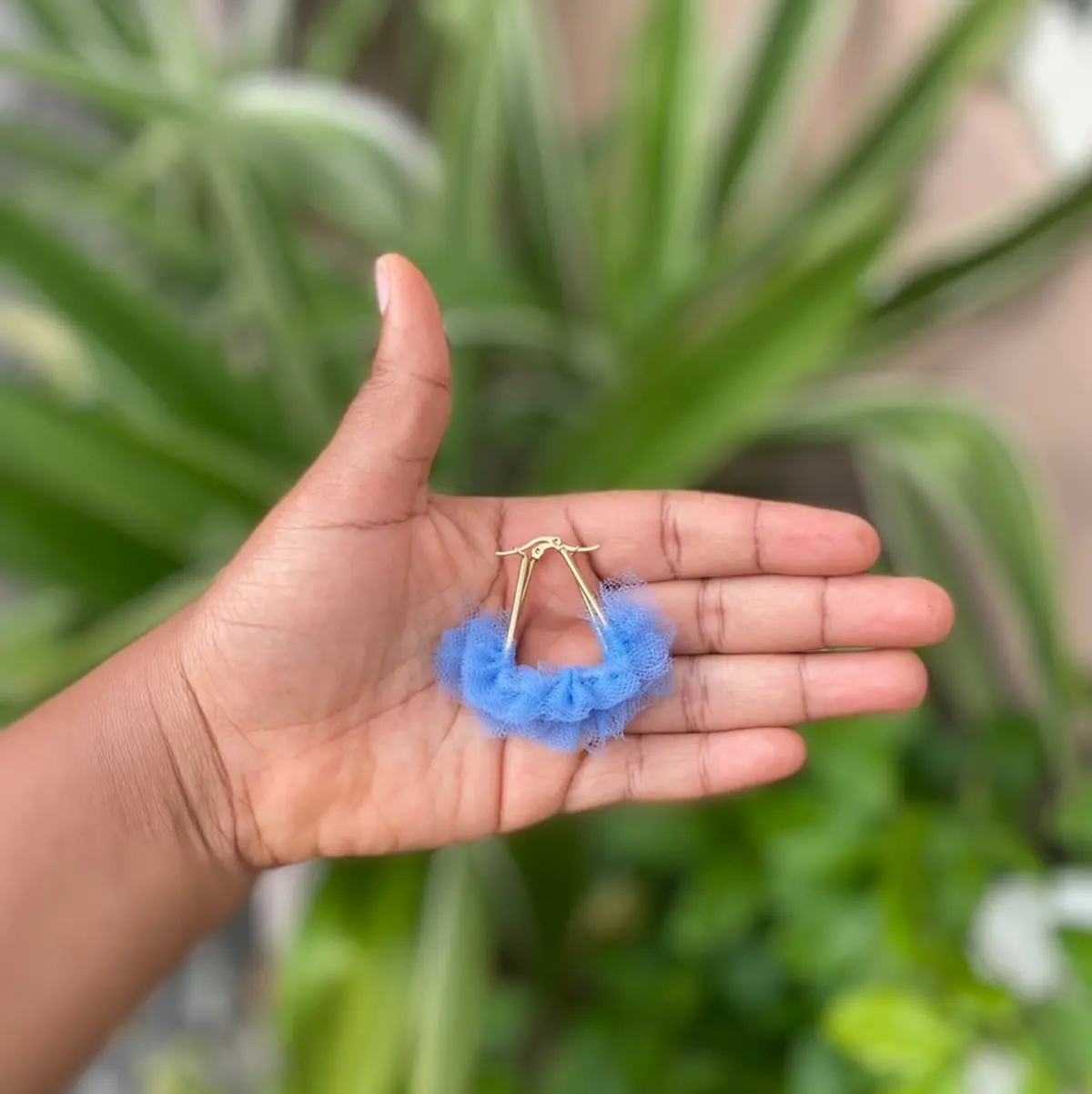 Handmade Camprisse gem earrings(blue)