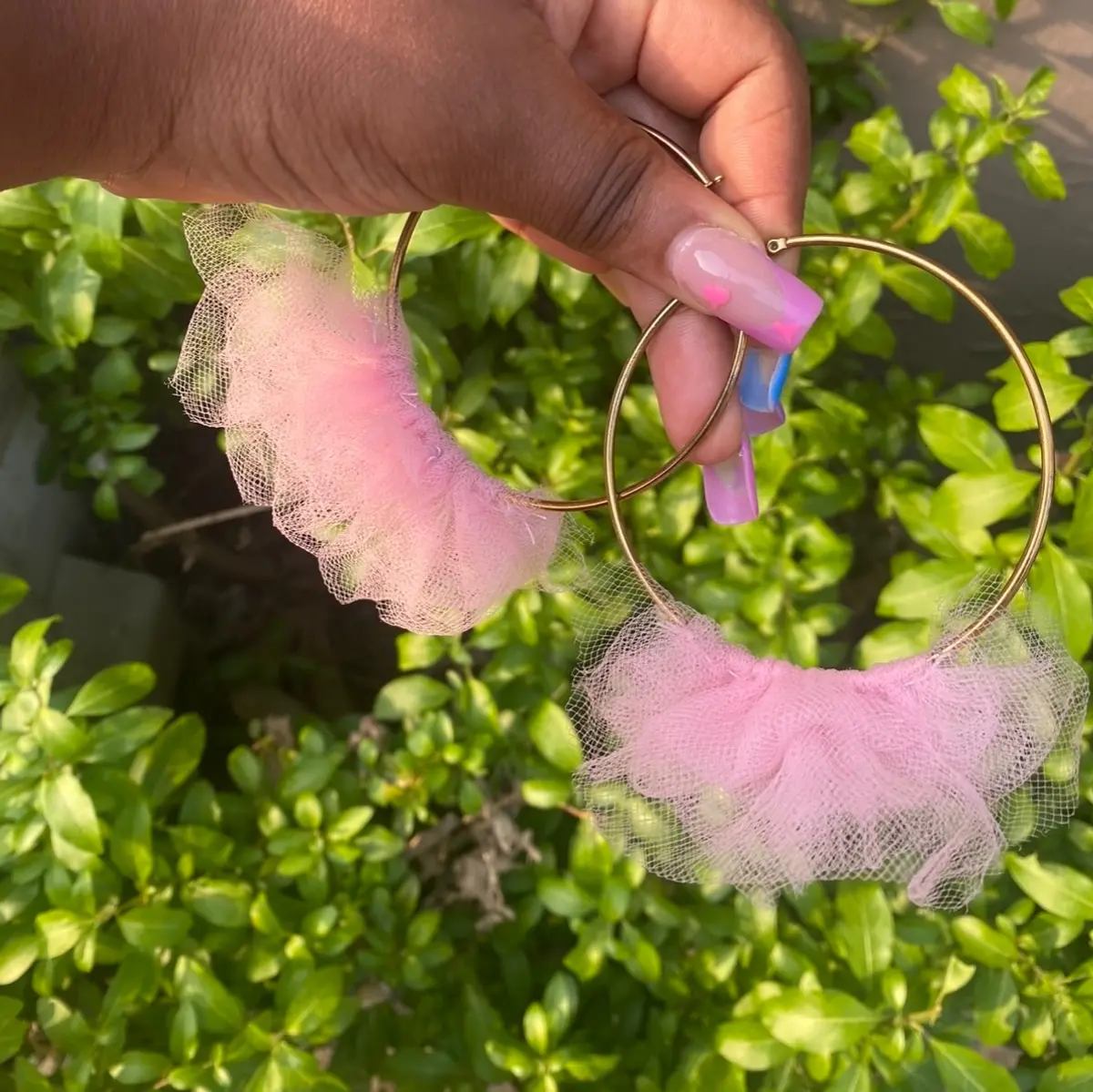 Handmade blush diitar earrings