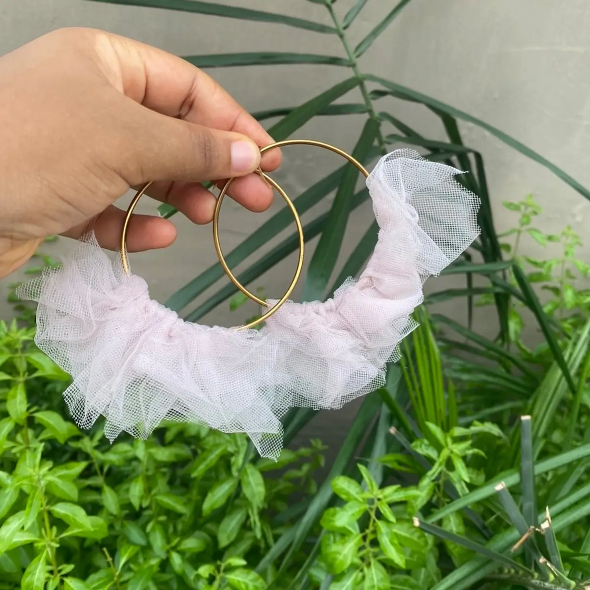 Handmade pink hyraa earrings