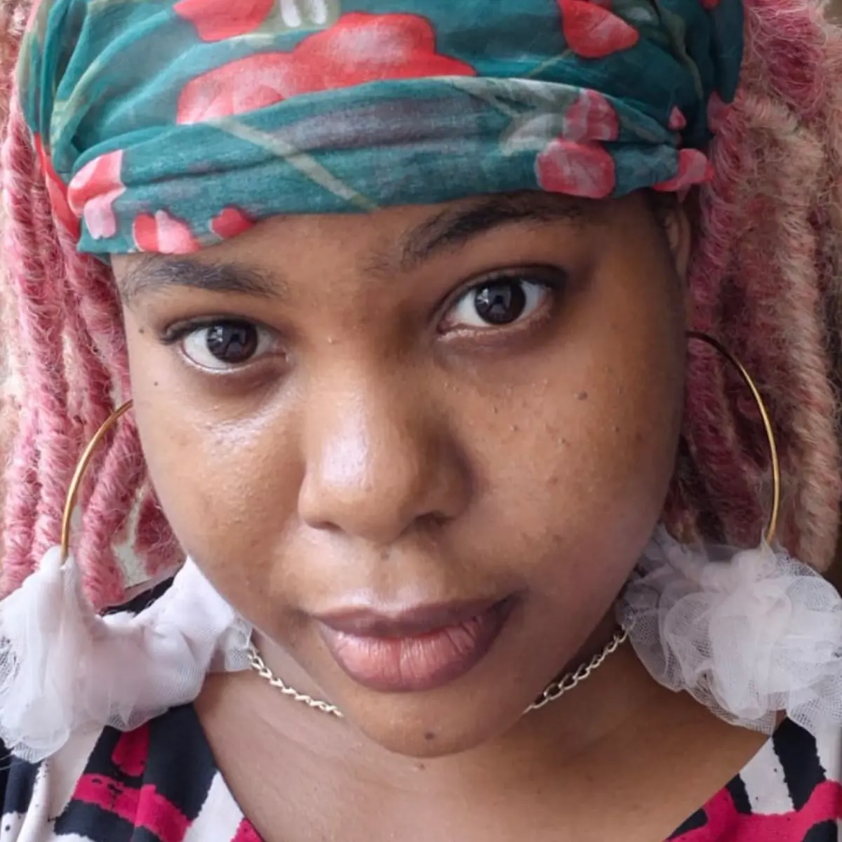 Handmade pink hyraa earrings