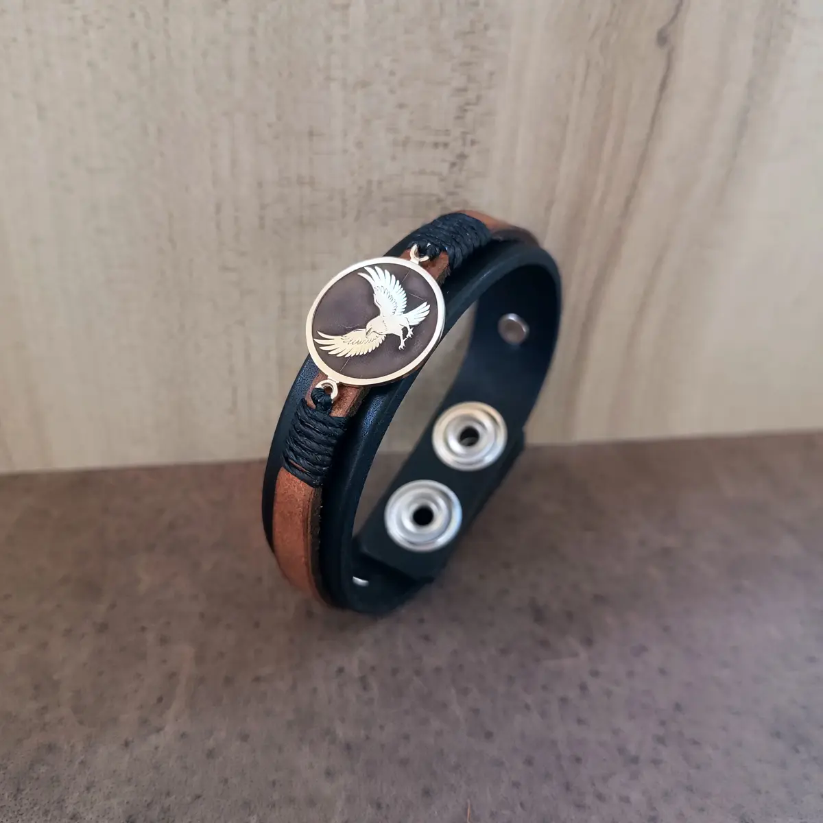 Crow Leather Bracelet sideview