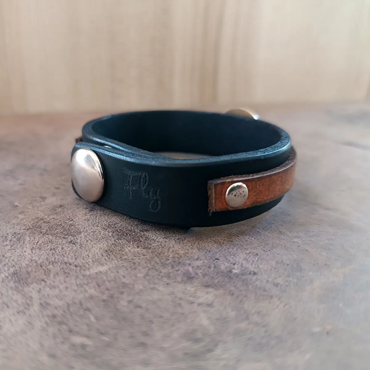 Crow Leather Bracelet backside view