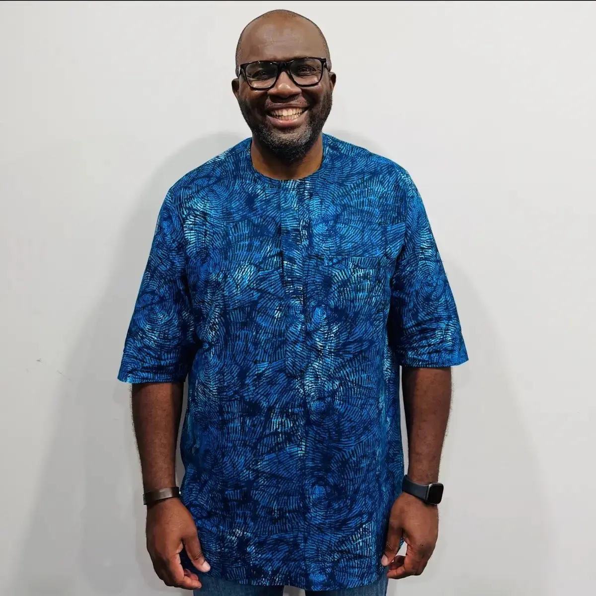 Full blue ankara shirt